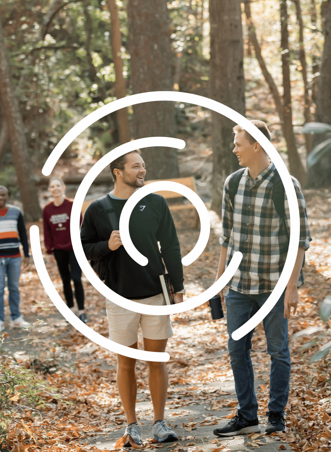 Two men walking and talking